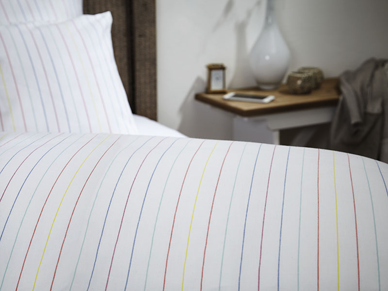 Baumwoll-Bettwäsche Multicolor Streifen | 140x200, weiß + bunte Streifen - Stück | 140x200 | weiß + bunte Streifen | Stück