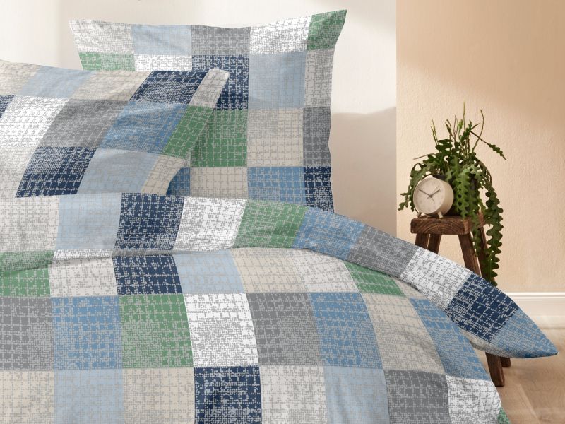 Biber Bettwäsche Garnitur mit HV | 80x80 + 135x200, Kariert Biber Bettwäsche Garnitur mit HV | 80x80 + 135x200, Kariert