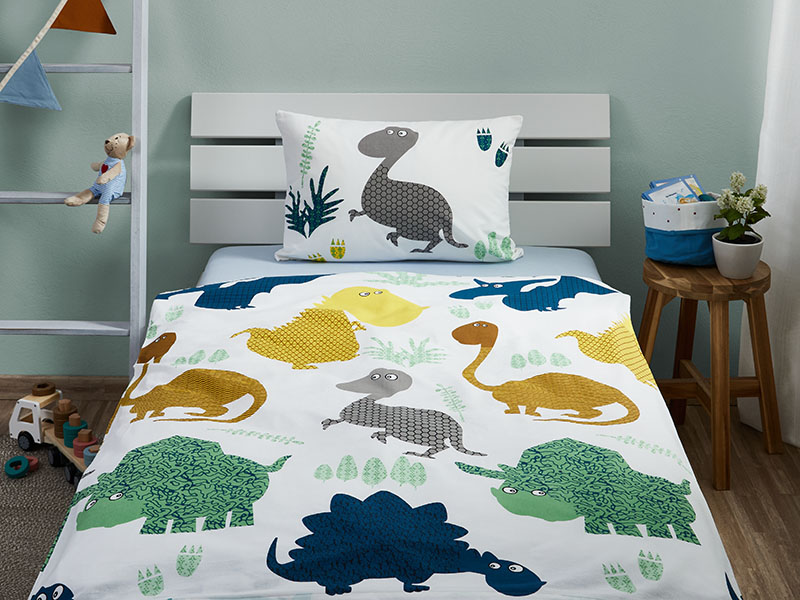 Kinder Renforcé-Bettwäsche | 40x60 + 100x135, Dinos Kinder Renforcé-Bettwäsche | 40x60 + 100x135, Dinos