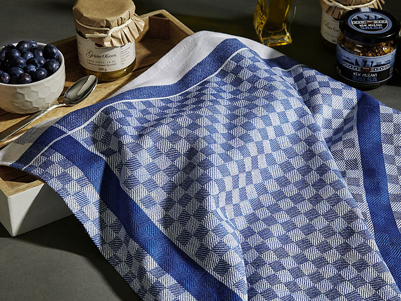 Grubentuch Gerd Baumwolle blau | 50x100, blau-weiß-kariert | 50x100 | blau-weiß-kariert