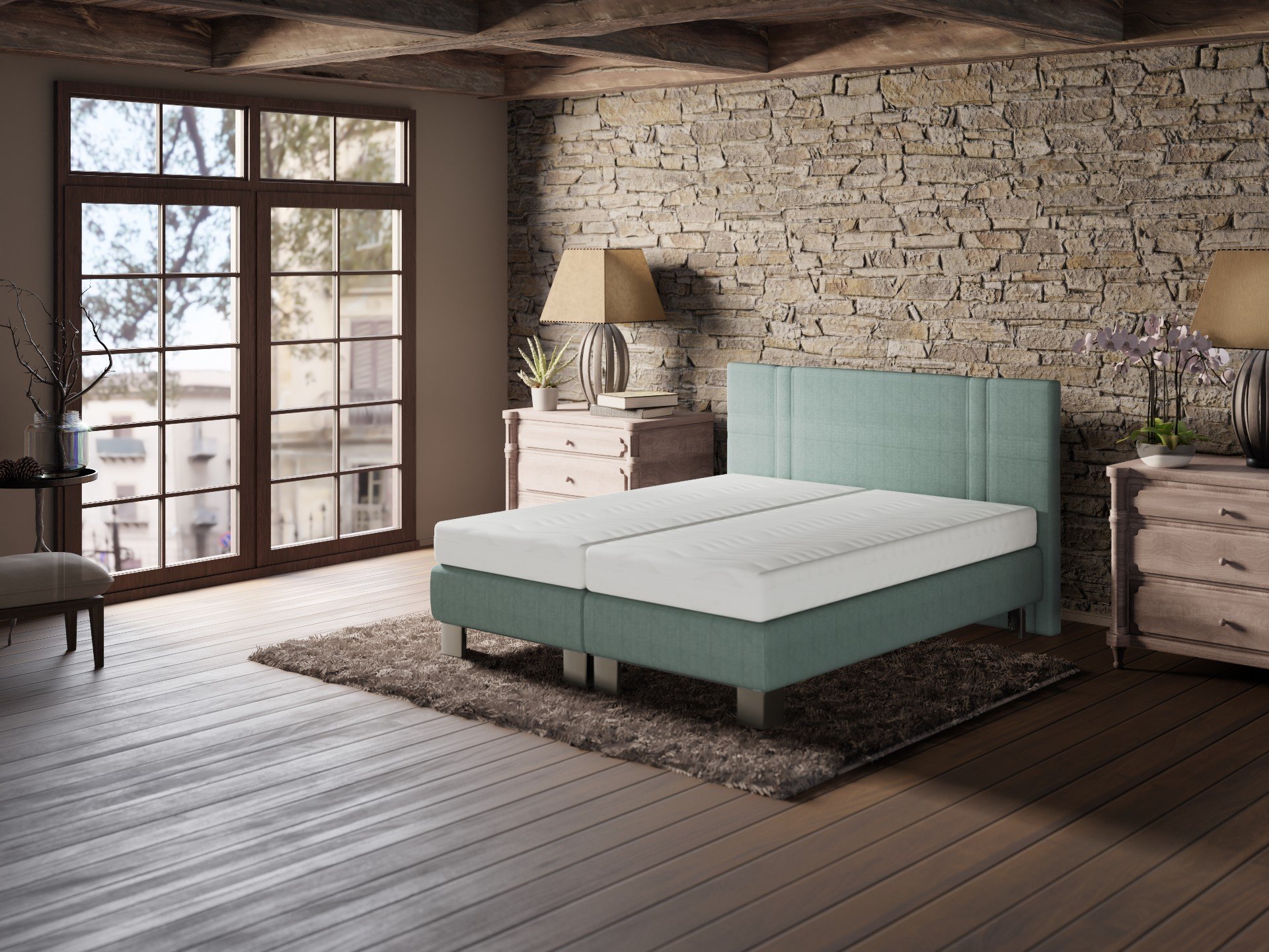Boxspringbett 180x200 inkl. 2 Matratzen Boxspringbett 180x200 inkl. 2 Matratzen