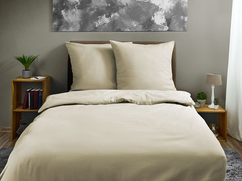 Satinstreifen-Bettwäsche Olivia 2mm | 80x80 + 135x200, sekt Satinstreifen-Bettwäsche Olivia 2mm | 80x80 + 135x200, sekt