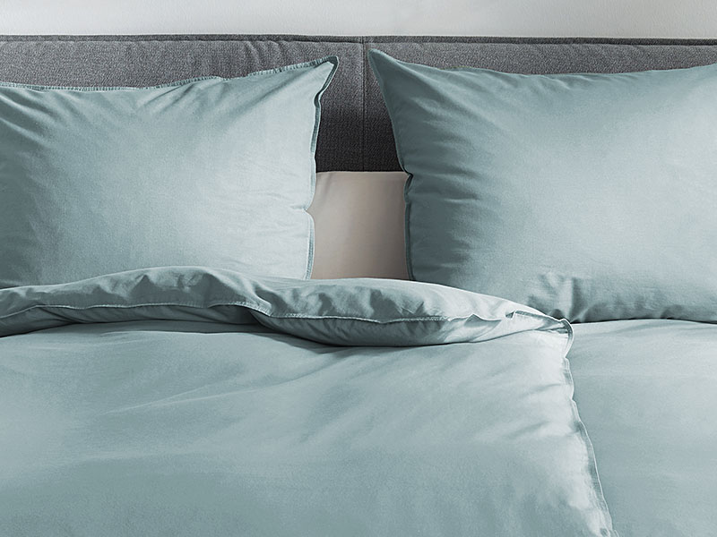 Baumwoll-Bettwäsche Stone Washed farbig | 80x80 + 135x200, graugrün