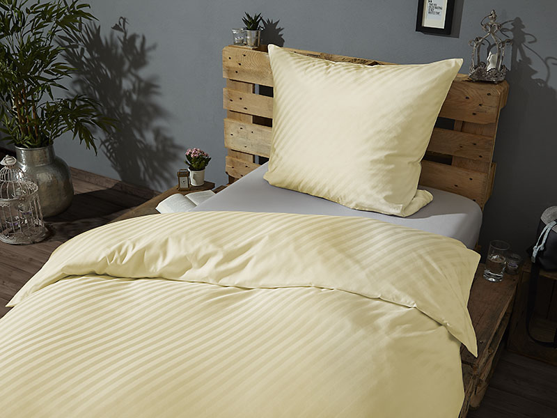 Streifendamast-Bettwäsche Diagonal | 140x200, gold - Stück Streifendamast-Bettwäsche Diagonal | 140x200, gold - Stück