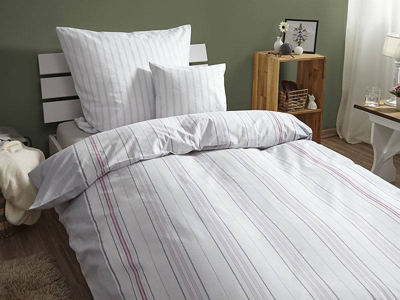 Bettwäsche Iridium light mit Streifen | 80x80, grauer Systemstreifen - Stück Bettwäsche Iridium light mit Streifen | 80x80, grauer Systemstreifen - Stück