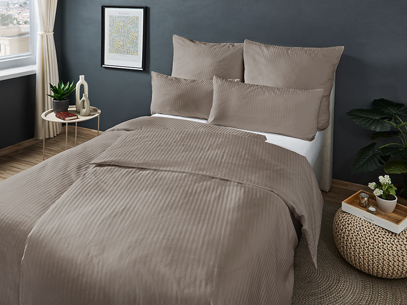 Satinstreifen Bettwäsche Larissa 8mm farbig | 80x40, taupe