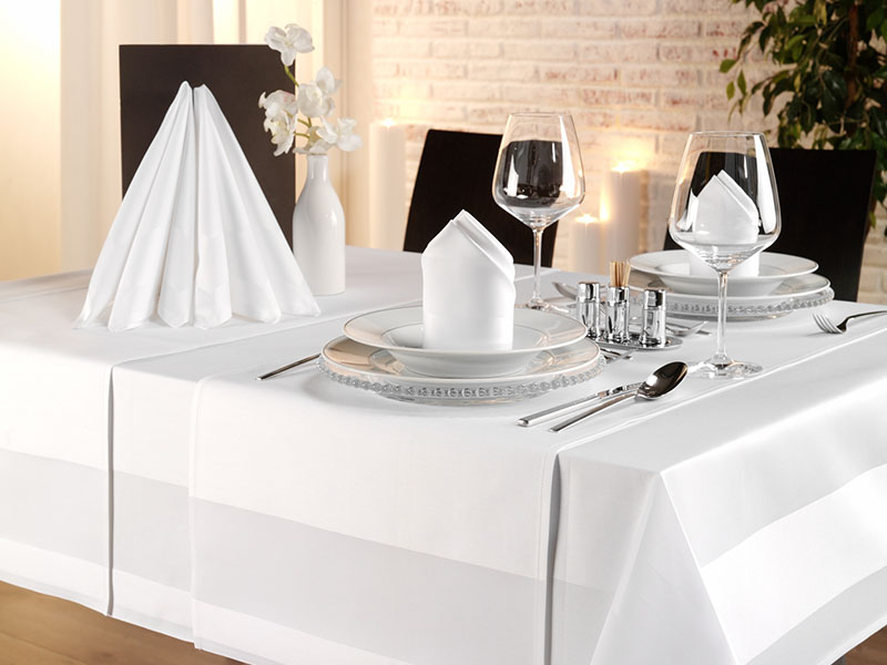 Tischwäsche Toccata Atlaskante weiß | 50x50, weiß