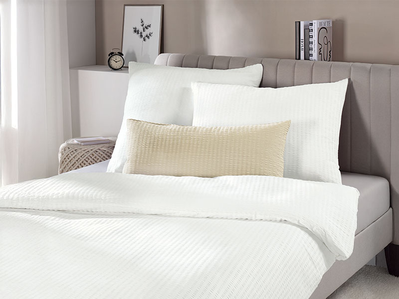 Seersucker-Bettwäsche Gisela uni mit HV | 80x40, weiß