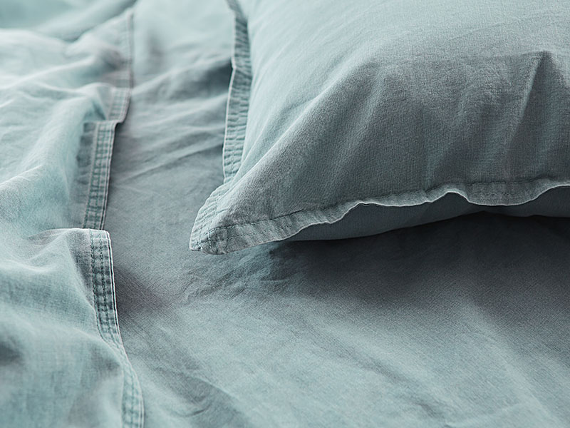 Baumwoll-Bettwäsche Stone Washed farbig | 80x80 + 135x200, graugrün